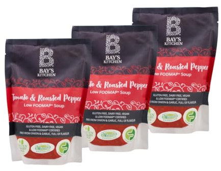 Bay's Kitchen Low Fodmap Soups - Tomato & Roasted Red Pepper, 3 pack of ready to heat Soups, Gluten free, Vegan friendly and Dairy free
