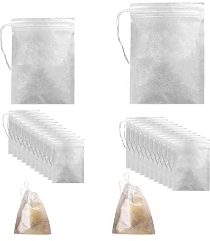 100 pezzi bustine di tè vuote, filtri di spezie, bustine di tè con coulisse, bustine di tè di carta, per conservare caffè, fiori secchi, erbe (50 ciascuno per 6 * 8cm e 5 * 7cm)