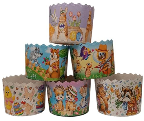 chutemka - 12 Pack | 12 oz Different designs of Paper Mold, Round Easter Bread Baking Paper Molds (Fabulous)