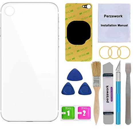 Perzework OEM Rückglas Ersatz für iPhone SE 4,7 Zoll (weiß) 2020 zweite Generation und 2022 dritte Generation mit Reparatur-Toolkit