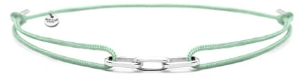 Nato Cuff - 925 Sterling Silber Links Nylonarmband - handgefertigt in Frankreich - verstellbar - Herren und Damenschmuck (Grün)