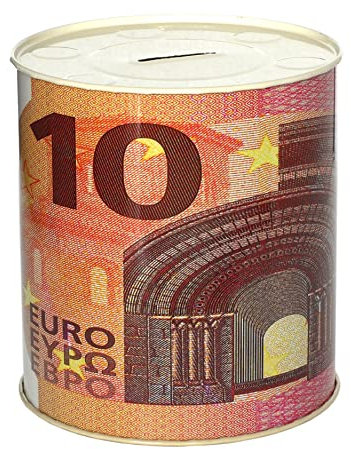 CUCUBA Spardose aus Metall, Klassisch, 14 x 13 cm, Silbergrau, für Erwachsene und Kinder (All Ages), unisex, Vintage-Stil, nicht aufklappbar, nur mit Dosenöffner zu öffnen