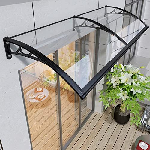 UV-Regen-Schneeschutz Vordach für Haustür,Fenster Türüberdachung,Haustürdach Regenschutz Pultbogenvordach,Selbstreinigende Transparente Polycarbonat Veranda Pultvordach (60x120cm/24 x47)