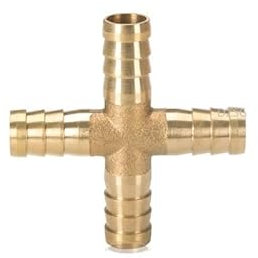 BCOMFY 1pc Brass Barb Pipe Fitting 2 3 4 Way Connector for 4mm 5mm 6mm 8mm 10mm 12mm 16mm 19mm Hose Copper Pagoda Water Tube Fittings (Color : Cross 4 Way, Size : 19mm)