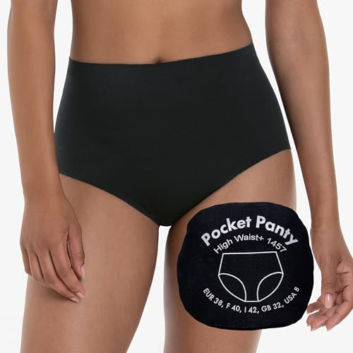 Anita - Taillenslip+ Unterwäsche Frauen Pocket Panty mit verstürzter Geheimtasche – High-Waist Slip Damen mit hohem Hipster elastisch, anschmiegsam & Etikettenfrei - Größe 44 schwarz
