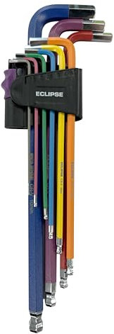 Eclipse Professional Tools EHK9PS-L Ensemble de 9 clés hexagonales extra-longues à code couleur