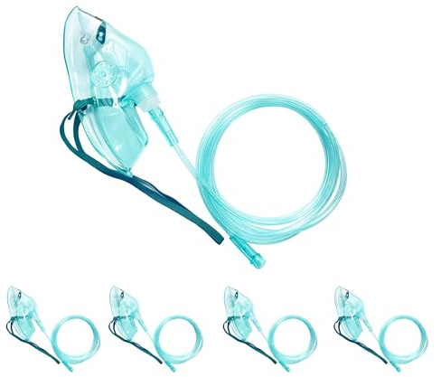 Sauerstoffmaske für Erwachsene, europäischer Standard, mit 18 cm Schlauch und verstellbarem Gummiband, 3 Packungen, Größe L+