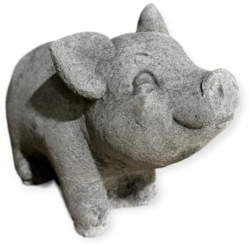 OriginalPaul Skulp & Betondesign Frostsicheres kleines Schwein - Handgefertigt in Deutschland - H 21cm x B 13cm x T 25cm