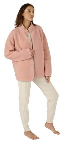 Damart - Veste D'intérieur Thermique Thermolactyl en Maille Moutonnée Femme Rose Taille 54-56 (XXL)