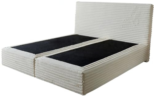 DELIFE Boxspringgestell Dream-Well Plüsch-Cord Beige 180x200 cm