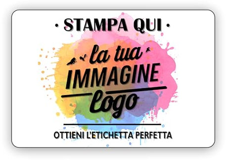 100 Adesivi Personalizzati - Etichette Adesive Personalizzate per Aziende, Sticker Personalizzati Compleanni, Logo - Grafica HD (Rettangolo, 8x5 cm)
