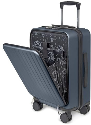 KINSTON Valise Cabine Business Bleu Foncé 38L - Poche Frontale - L36xH54.5xP23cm - Double Roues, Serrure TSA, Compartiments PC & Accessoires