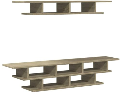 vidaXL Wohnwand, TV Wandregal mit Stauraum, Hängeregal für Wohnzimmer Arbeitszimmer, Schweberegal Lowboard, Modern, Sonoma-Eiche Holzwerkstoff