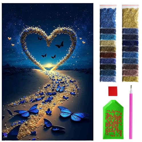 ARTULIO Diamond Painting Set - Romantisches Herz beim Sonnenuntergang - 40x60 cm - Groß XXL - 5D Diamant Painting Bilder DIY, Diamond Painting Erwachsene