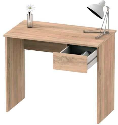 briebe Escritorio, Mesa de Ordenador 75x90x50cm (Alto x Ancho x Profundo), 1 Cajón, Oficina, Habitación Juvenil, Desk, Nova Roble Cambrian