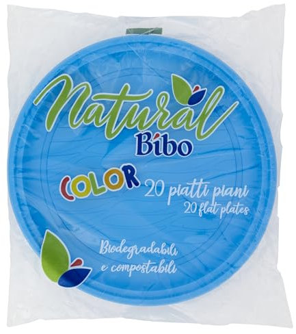 Maury's Articoli Bio Stoviglie pe Festa Colorate, Piatti Bicchieri e Forchette Ideali per Compleanni, Feste, Party, aperitivi e Eventi (AZZURRO PIANI 20pz)
