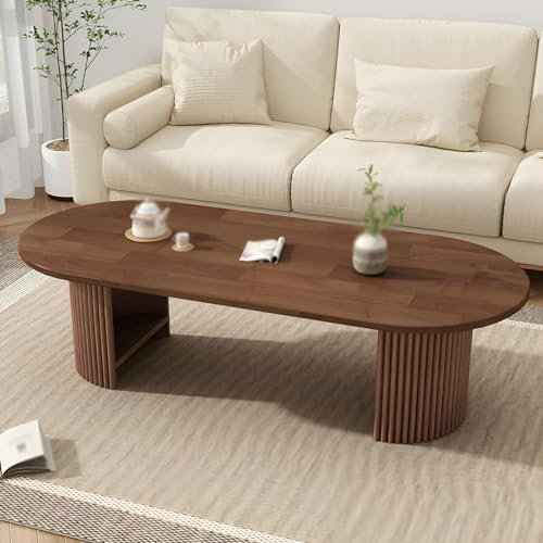 Taifuan Massivholz Couchtisch rechteckig Wohnzimmer-Beistelltisch,massiver Holztisch Couchtisch für Wohnzimmer, rechteckiger Mitteltisch, Wohnzimmertisch aus Eich(Size:120x60x40cm,Color:Walnut)