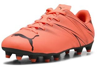 PUMA Unisex-Child Attacanto Firm, Artificial Ground Soccer Cleats Sneaker, Glowing Red-puma Black, 10 Toddler