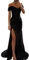 OULIWANGLUO Damen Schulterfrei Pailletten Lange Abendkleid Sexy Elegant Hochzeit Cocktailkleid Lang Hochzeitsgäste Partykleid Maxi Kleider (Schwarz,S)