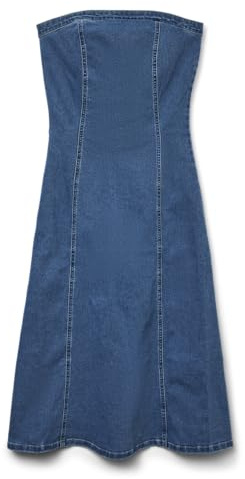 VERO MODA Vmailey SL Bandeau Ankle Dnm Dressvi3488, Medio De Mezclilla Azul, M Mujeres