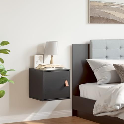 qohoio Wandschrank HäNgeschrank Wohnzimmer Wandschrank HäNgend Wall Cabinet WandschräNke Schwarz 31,5x30x30 cm Massivholz Kiefer