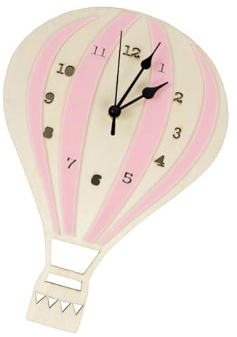 ULDIGI Heißluftballon Wanduhr Rosa Kreative Stille Uhr Für Kinderzimmer Wohnzimmer Dekoration Moderne Wanddeko Ohne Batterie Langlebig Und Einfache Montage