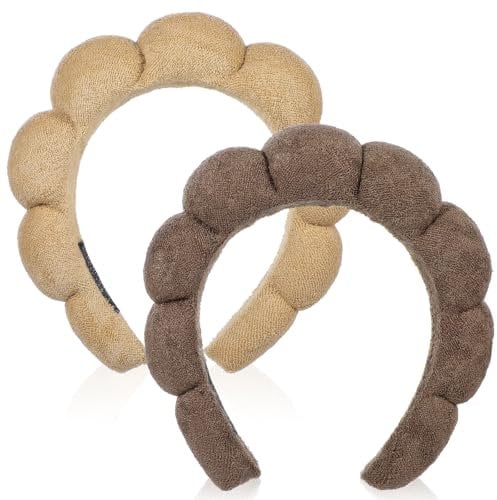 YUXIANLB Spa Stirnbänder Für Frauen 2er Set Schwamm Zum Waschen Von Gesicht Oder Gesicht Hautpflege Stirnband Make Up Stirnbänder Frauen Terry Handtuch Stoff Puffy Dusch Haar Zubehör