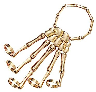 WRITWAA Skelett Armband FüR Halloween Gothic Finger Schmuck Mit SchäDel Design Hochwertige Legierung Bequemes Tragen FüR Partys Und Festivals