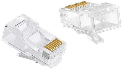 VulTech SN21406 50 (Stück) RJ45 8P8C Cat 6 Cat6 Cat6 10Gbps Transparent Durchführung für Netzwerkkabel Ethernet LAN