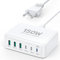 USB C Ladegerät, 150W USB C Netzteil 6-Port GaN PD 3.0 Schnellladegerät mit 3 USB-C und USB-A Mehrfach Ladegerät Stecker Adapter für MacBook Pro Air, iPad Pro Air, iPhone 16 15 14 13 12, Galaxy S23