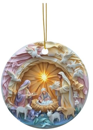 Folpus Christbaumschmuck, Weihnachtsschmuck zum Aufhängen, Christbaumkugel „Jesus geboren“, religiöse Figur, Kleiner Anhänger für Außendekoration, Party, Hof
