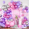 Paready Butterfly Balloon Arch, 120 Pcs Pink Purple Balloon Arch Garland, Metallic Silver Purple Hot Pink Latex Balloons for Valentine Wedding Baby Shower Garden Girls Women Birthday Party Decorations