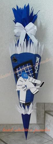 Schultüten Bastelset Eishockey-Torwart blau-weiß MaterialType Schultütenzuschnitt 400g Karton