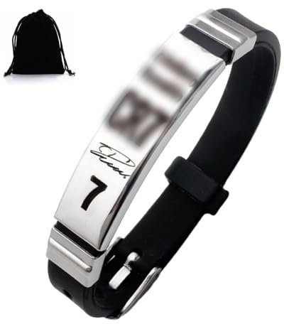 IKOPFLN 1 Stück C r7 Armband, Silber Nummer 7, Fußball-Trikot-Arm band, 7 Fußballsport Silikonarmband, Fußball Armband Set,Geschenke Für Fußballfans Ostern Geschenk