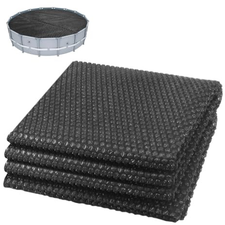 VOUNOT® Telo Termico per Piscina Rotonda Ø 305 cm, Copertura Solare a Bolle 120 µm, Tagliabile, Protezione Isotermica, Riscaldamento Acqua Piscina, Nero