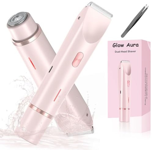 Xirngiua Glowshave - Rasoio Donna 2 in 1, per la rasatura dei capelli, gambe, braccia, ascelle, area pubica, bagnato e asciutto, ricaricabile USB, impermeabile IPX7