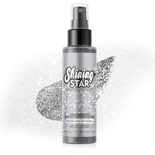 CXNXFD Shining Star - Spray glitterato con brillantini, 100 ml, spray glitterato, adatto per capelli, corpo, vestiti, trucco palcoscenico, feste di vacanza
