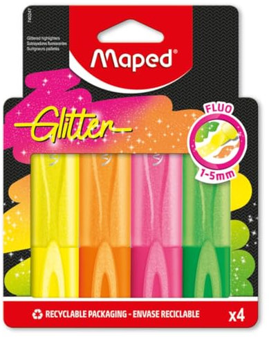 Maped - Textmarker FLUO PEPS CLASSIC GLITTER x4 - NEON-Farben