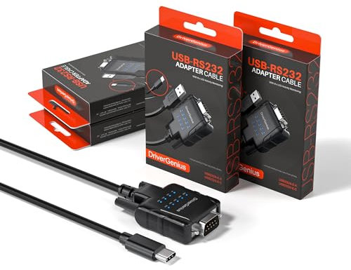 DriverGenius SerialPulseX | 1-Port USB-C auf RS232 (DB9) Adapter – Für SPS-Programmierung, Robotersteuerung, Datenerfassung, Embedded-Systeme | Kompatibel mit Windows 11, macOS 15【4 Stück/Verpackung】
