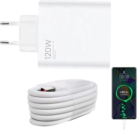 Cargador USB 120W con Cable Tipo C - Fast Charger y Adaptador de Carga Rápida para Móvil
