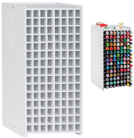 XIAOHILL 120-Marker-Capacity Art Marker Organiser, Space-Saving Desk Grid Storage Box for Watercolour Pencils, Paintbrushes and Pens