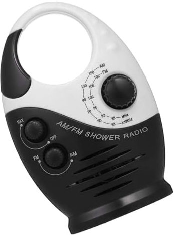 DOITOOL Wasserdichtes Duschradio Batteriebetrieben Mit Hakengriff Für Badezimmer Am Fm Tuner Tragbar Für Camping