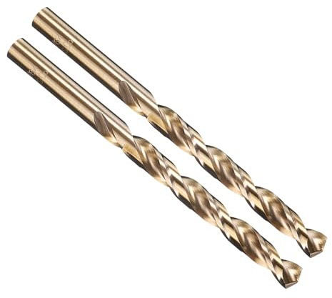 PATIKIL 7.5mm Drill Bit 19/64 M35 Cobalt 5% High-Speed Steel 2 Pack | Jobber Straight Shank 135° Gold Finish for Stainless Steel Hard Metal