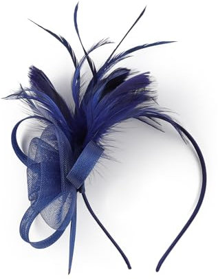 SLXLYH Serre-tête élégant en tulle à fleurs pour femme des années 1920 - Bandeau antidérapant pour événement formel (bleu marine)