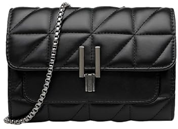 JXpxbao Damen Kleine Umhängetasche - Frau Ketten Schultertasche PU Leder - Handtasche Mini Crossbody Bag Mit Klappe - Handy Party Tasche Kettentasche Abendtasche Mode Trend (Schwarz)