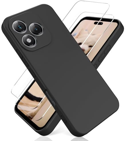 YiKaDa - Funda para Honor 400 Lite & [2 Unidades] Cristal Templado Protector de Pantalla, Cáscara Suave de Silicona TPU Líquida - Negro
