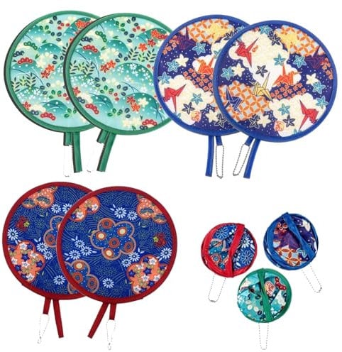 Xgvzs 6 PCS Round Folding Handheld Fan Hand Fan Folding Japanese Style Summer Fans for Festival Party Gifts Personal Decoration