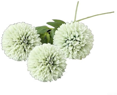 Boule de chrysanthème réaliste en pot pour décoration de maison et de bureau (vert)