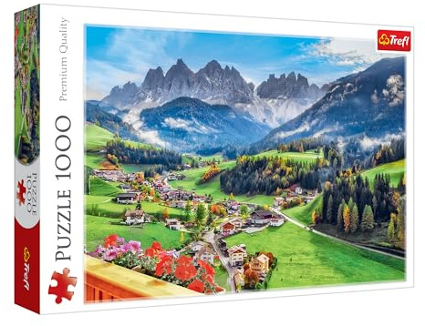 Trefl - Santa Maddalena Landscape, 1000 Pieces-Puzzle with a Beautiful View of the Dolomites in Italy, for Adults and Children from 14 Years and Older, Multicoloured, 10946 | Red, DIY, Creative Entertainment, Classic Puzzle, Ages 14+