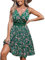 CUPSHE Robe d'été pour femme - Col en V - Effet cache-cœur - Inserts au crochet - Fleurs tropicales - Bretelles spaghetti - Robe de plage - Robe décontractée - Mini robe d'été, Ditsy vert, S